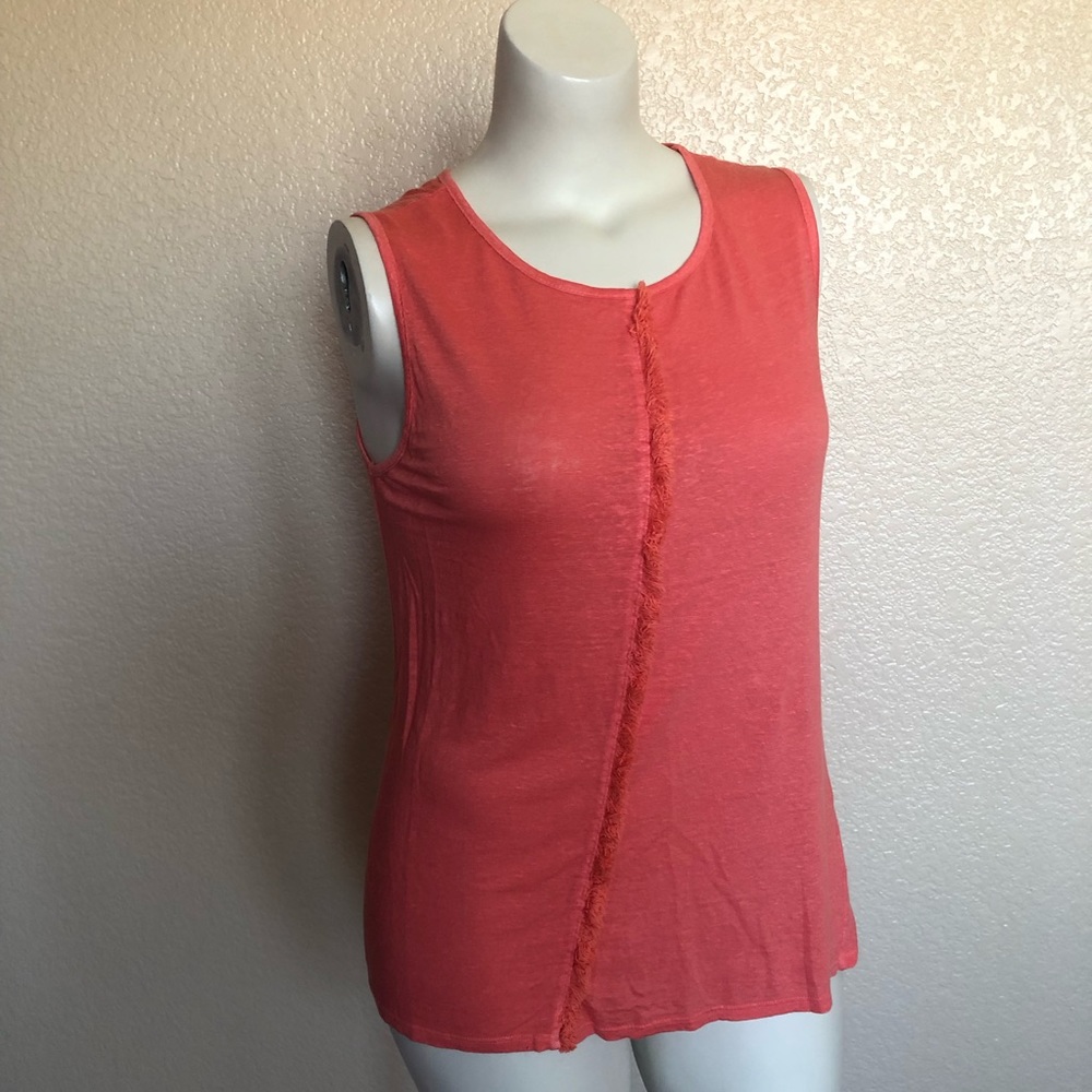 Red Haute Fringe Linen Sleeveless Tank Top Size L NWOT